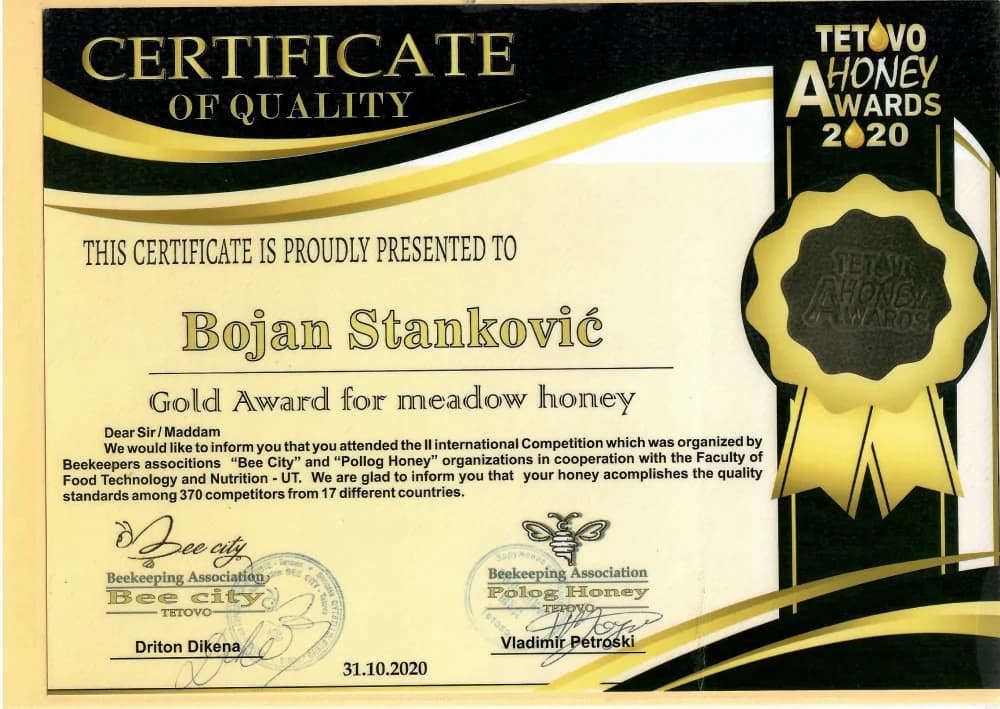 Tetovo Honey Awards 2020 - Livadski med